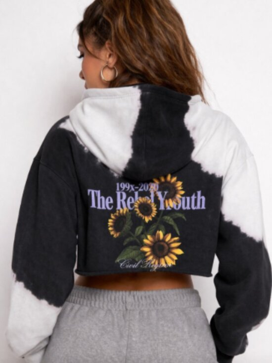 Civil Regime Tops - Civil Regime Bloom Forever Cropped Hoodie M